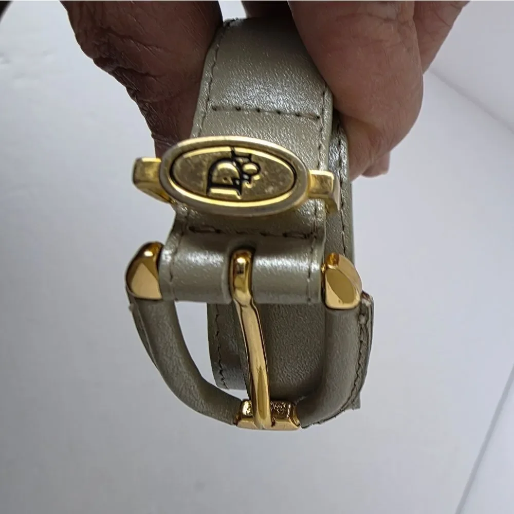 Christian Dior Vintage Saddle Leather Waist Belt Light Green Size 100